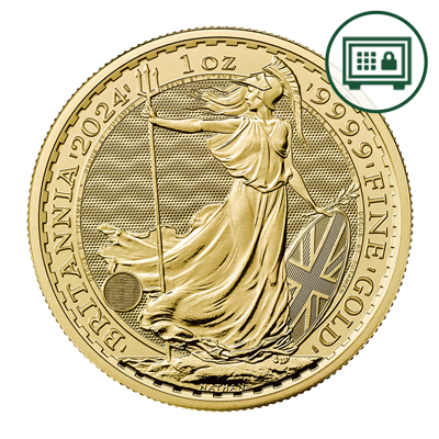 A picture of a 1 oz Gold Britannia Coin (2024) - Secure Storage